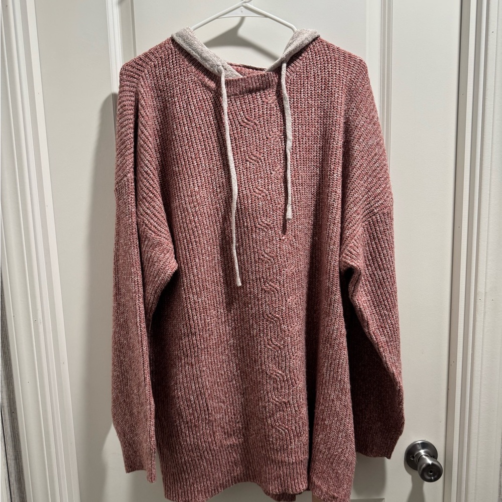 BloomChic Dusty Rose Crewneck Knit Hoodie